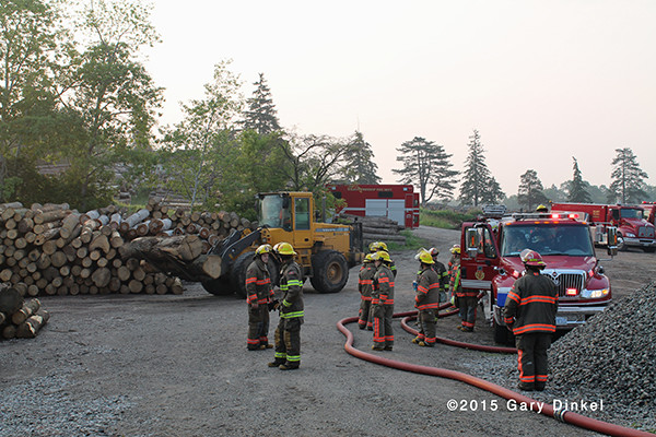 firemen in logging yard
