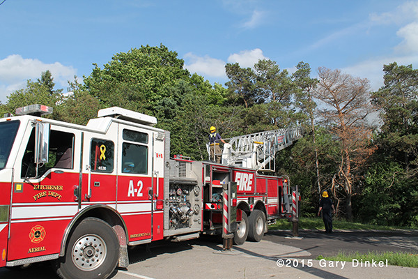 Pierce ladder truck at fire scene