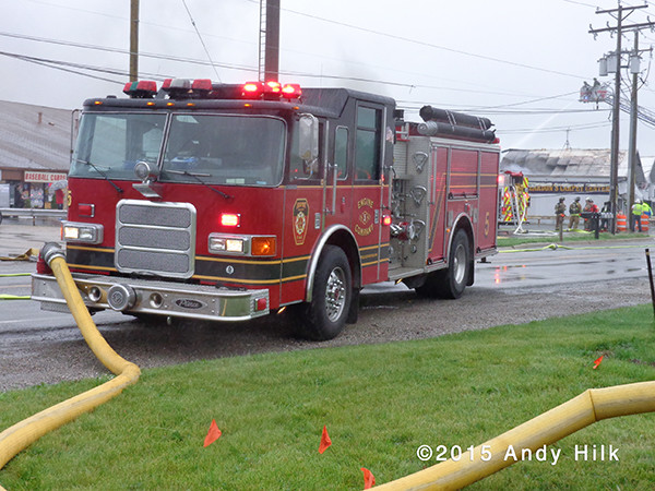 Pierce fire engine hooked to hydrant
