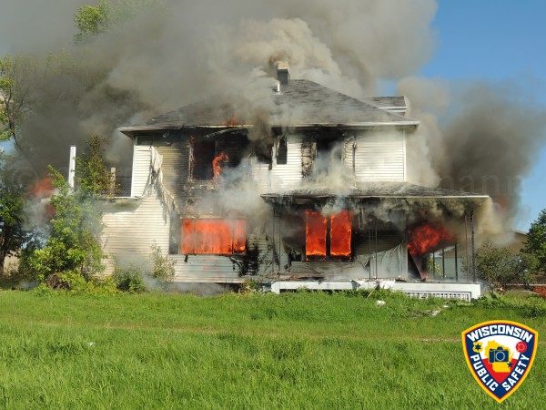 vacant house being burned down