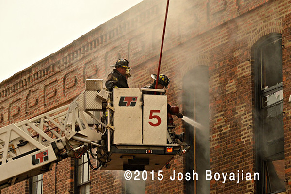 Chicago FD Tower Ladder 5 at fire scene