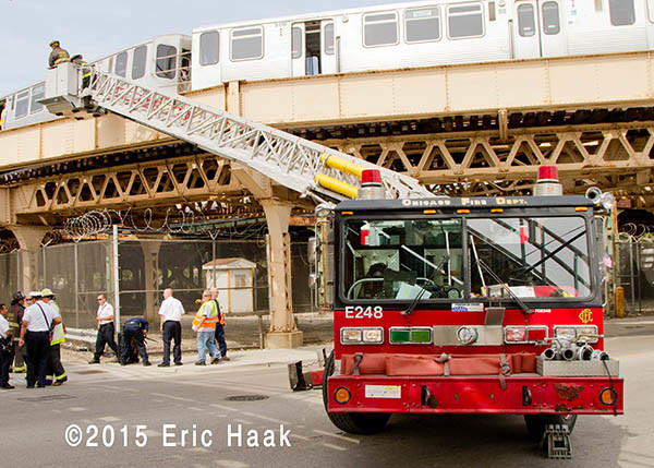 Chicago fire truck at train derailment