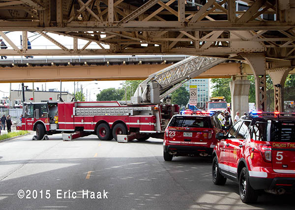 Chicago fire truck at train derailment