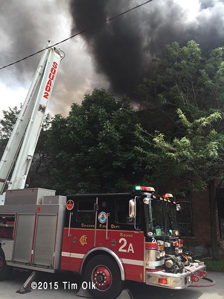 heavy black smoke at building fire