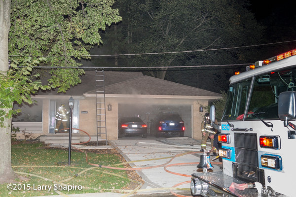 light smoke from house fire at night