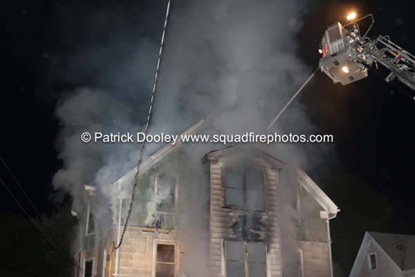 night fire scene in New Britain CT
