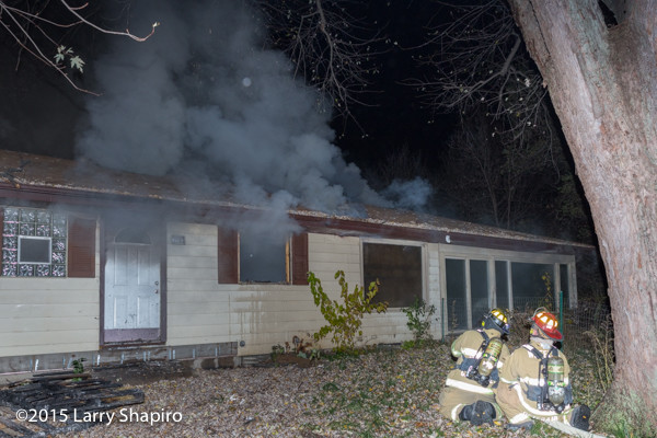 smoke from house fire at night