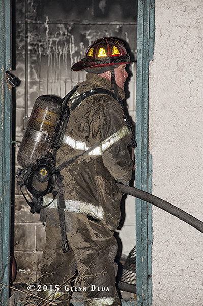Detroit firefighter working at night