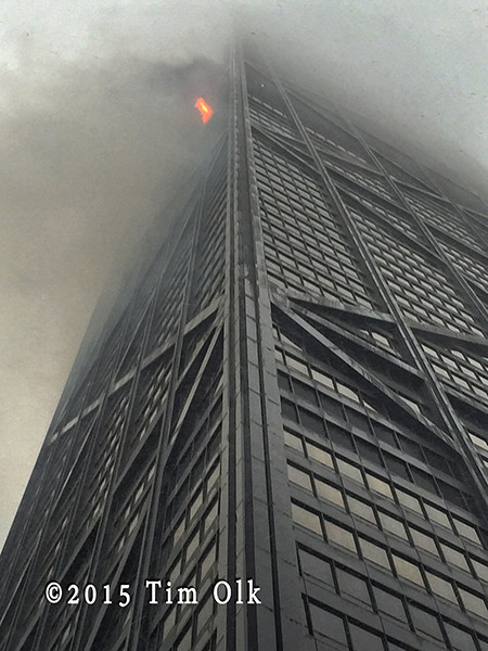 fire in the John Hancock Building in CHicago