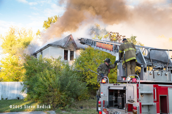 Detroit ladder truck at fire scene