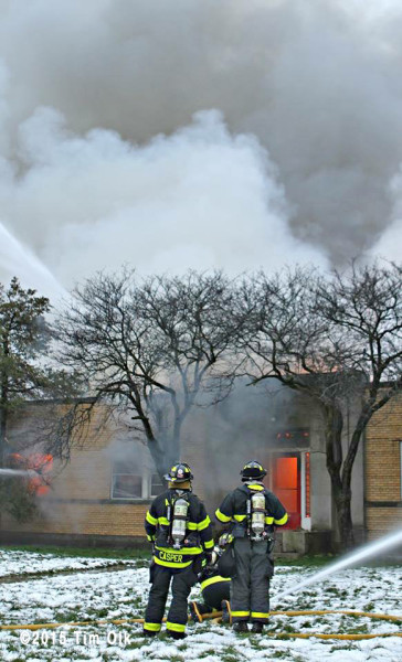 vacant building in Arlington Heights IL gutted by fire
