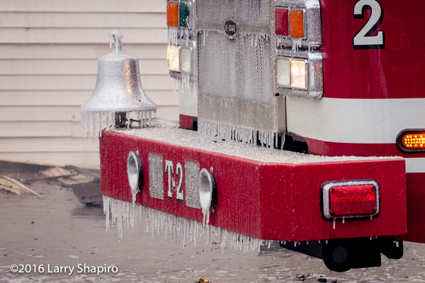 fire truck covered with ice