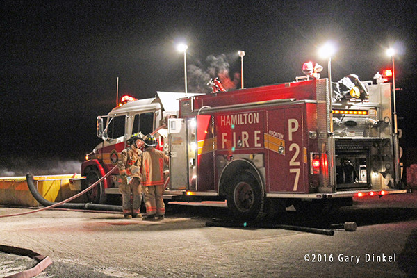 fire truck in Canada at night