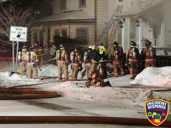 firefighters at site of house fire in Sheboygan