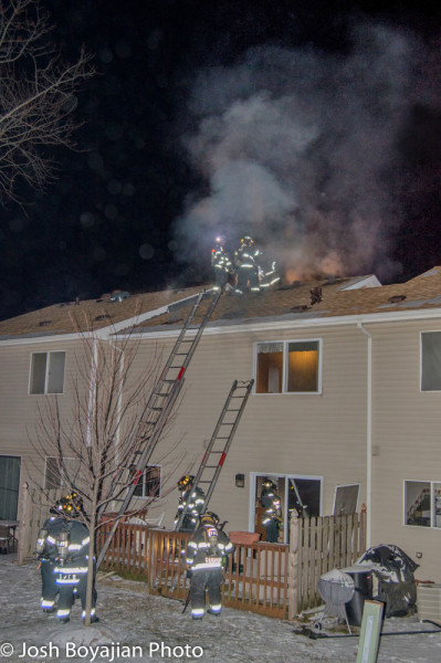 townhouse fire at night