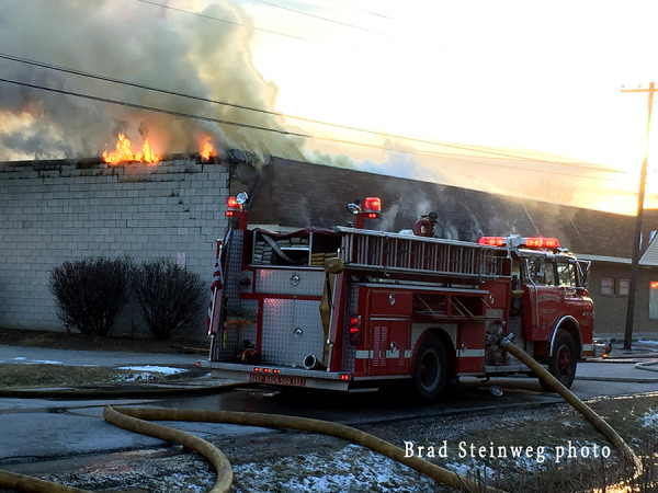 commercial building fire in East hazel Crest IL
