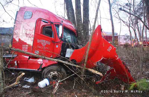 crash site with tractor-trailer