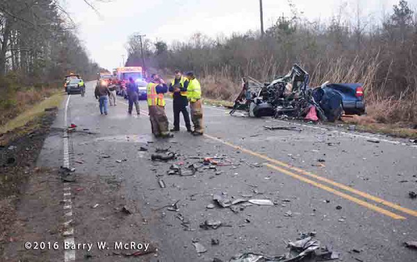 fatal crash scene on rural highway