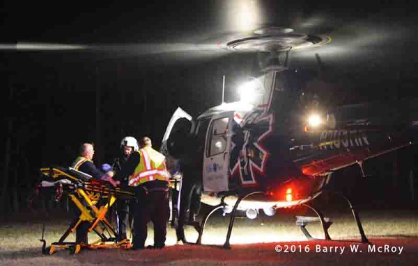 LifeNet4 helicopter on-scene at night