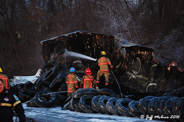 tractor-trailer destroyed by fire in Baltimore County, MD on I83