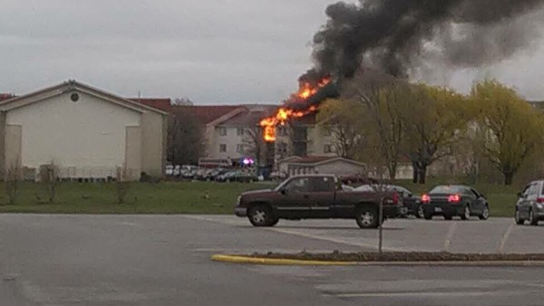 Apartment building fire in Merrillville, IN 4--16. 