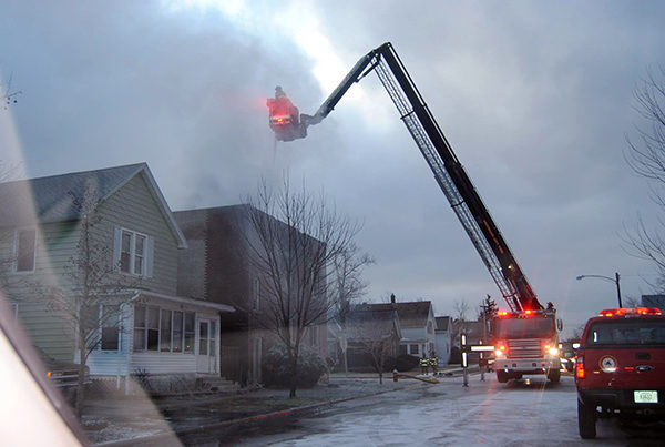 Rosenbauer T-Rex operating at a fire in Indiana