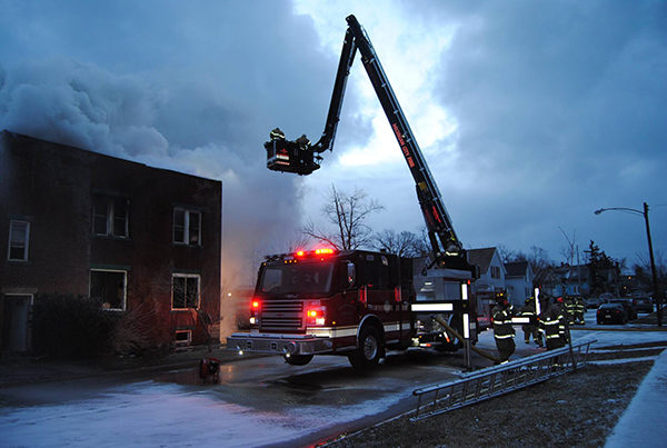 Rosenbauer T-Rex operating at a fire in Indiana