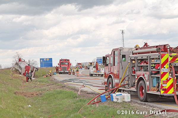 North Dumfries fire trucks at crash site