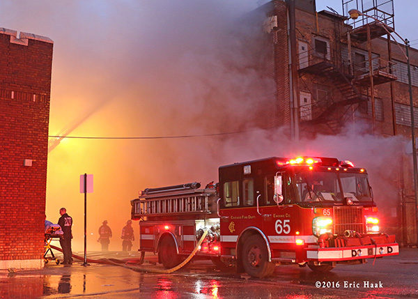 Chicago FD Engine 65 at a fire scene
