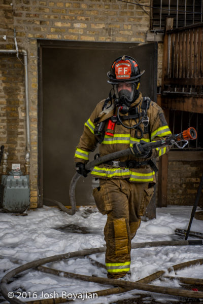 firefighter working during fire