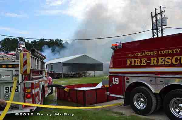 fire scene in rural Colleton County SC