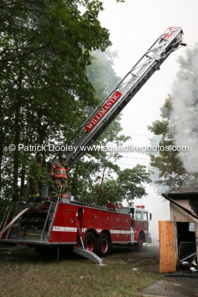 Maxim aerial ladder at fire scene