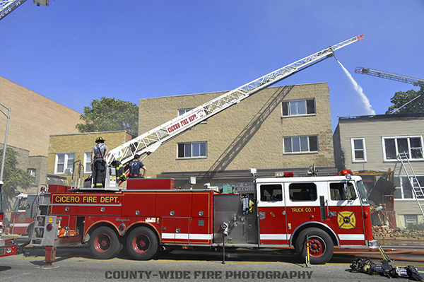 Cicero Fire Department Seagrave truck at work