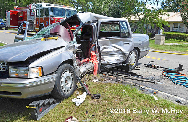 aftermath of serious car crash