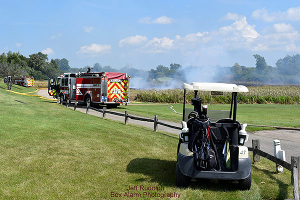 brush fire along golf course