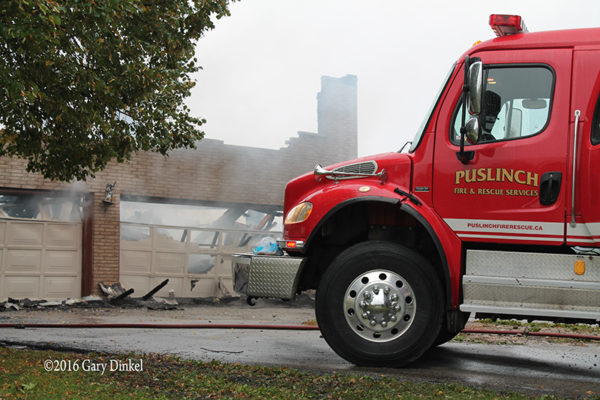 Puslinch Fire Rescue fire truck at fire scene