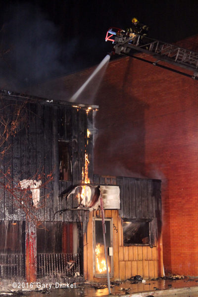 Kitchener firefighters battle a fire at night