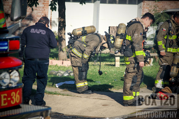 San Antonio firefighters after battling a house fire