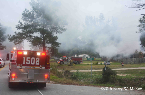 rural fire scene in South Carolina