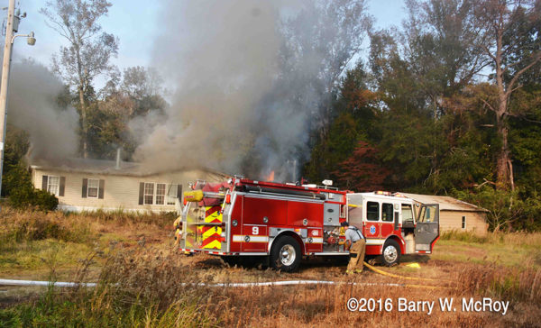 Colleton County fire engine at house fire