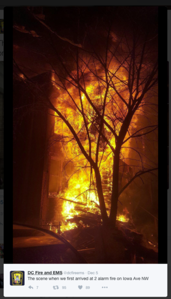 Washington DC row house engulfed in flames