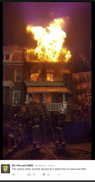 Washington DC row house engulfed in flames