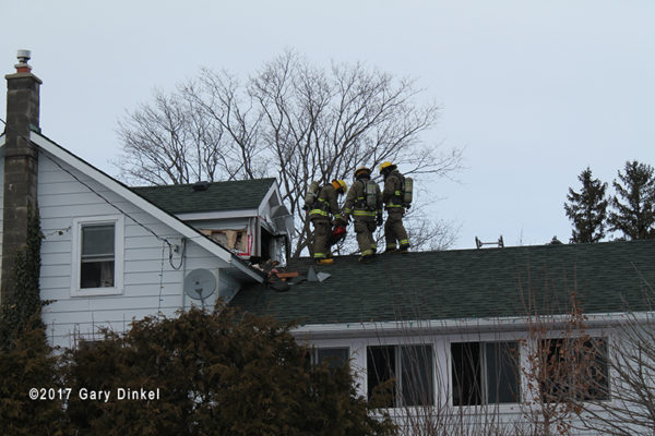 Canadian firefighters at fire scene
