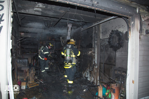 aftermath of townhouse garage fire