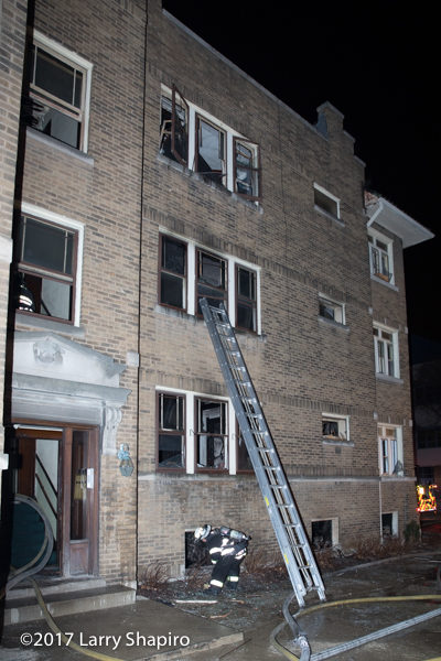 aftermath of apartment building fire