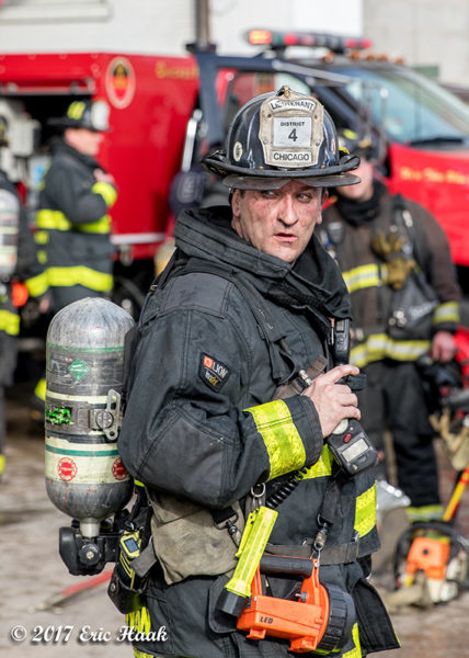 Chicago Firefighter with PPE & tools
