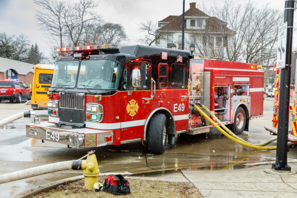 Oakbrook Terrace FPD fire engine on a hydrant