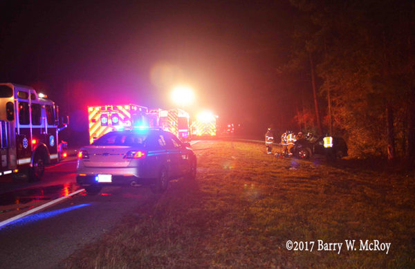 crash scene in rural South Carolina