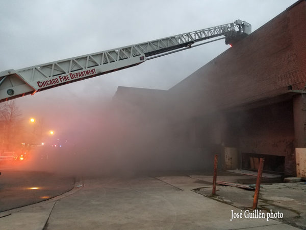 heavy smoke from warehouse fire