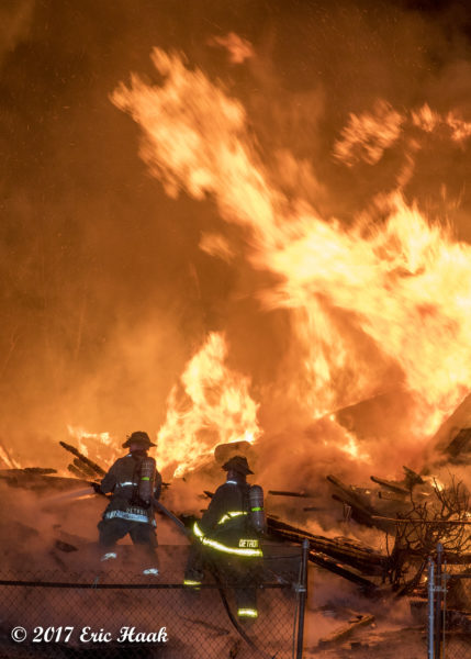 Detroit firefighters battle massive inferno